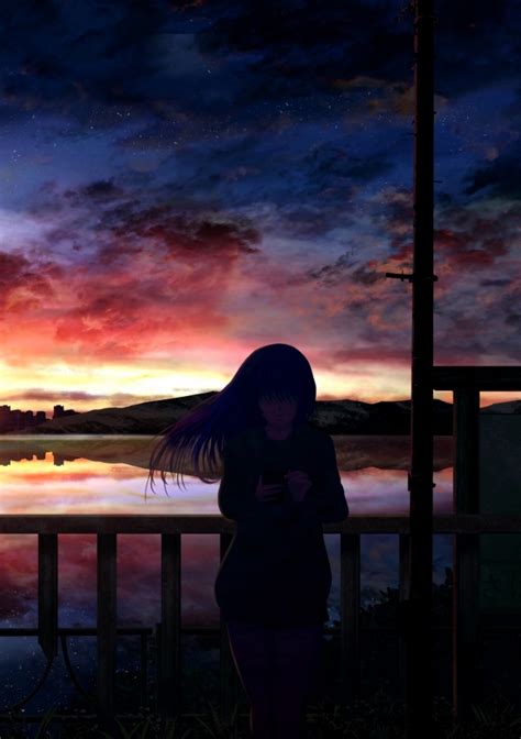 600x851 Anime Girl In Sunset 600x851 Resolution Wallpaper Hd Anime 4k