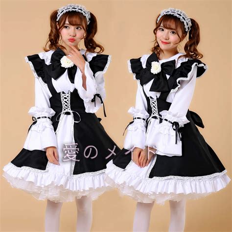 Japan Anime Lolita Big Bow Maid Outfit Cosplay Cute Halloween Party