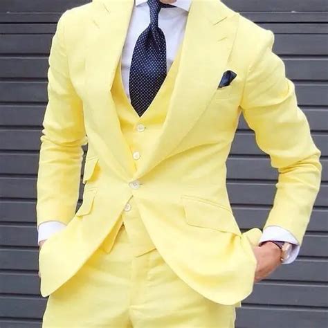 Latest Coat Pant Designs Yellow Men Suit Jacket Slim Fit 3 Piece Skinny