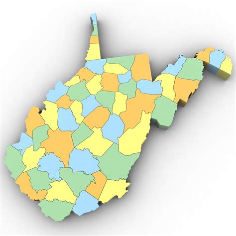 West Virginia Political Map 3D Model