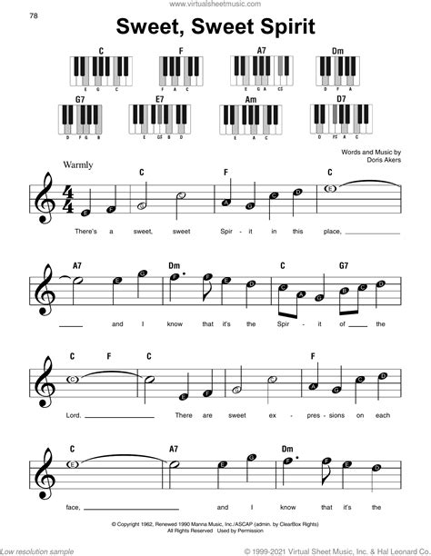 Sweet Sweet Spirit Sheet Music Beginner Version 2 For Piano Solo