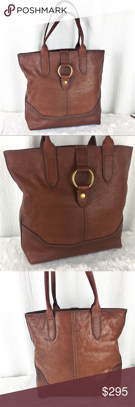 Frye Leather Ring Tote Cognac Nwt Magnetic Close Frye Leather Ring Tote