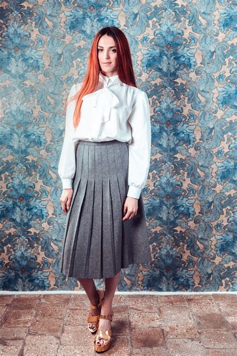 Pleated Skirt Wool Skirtvintage Midi Skirt Mid Length Etsy Pleated