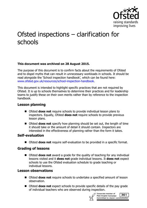 Ofsted Inspections Clarificationforschools