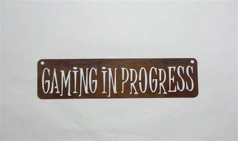 Gaming In Progress Sign Door Sign Gaming Decor Man Cave Etsy