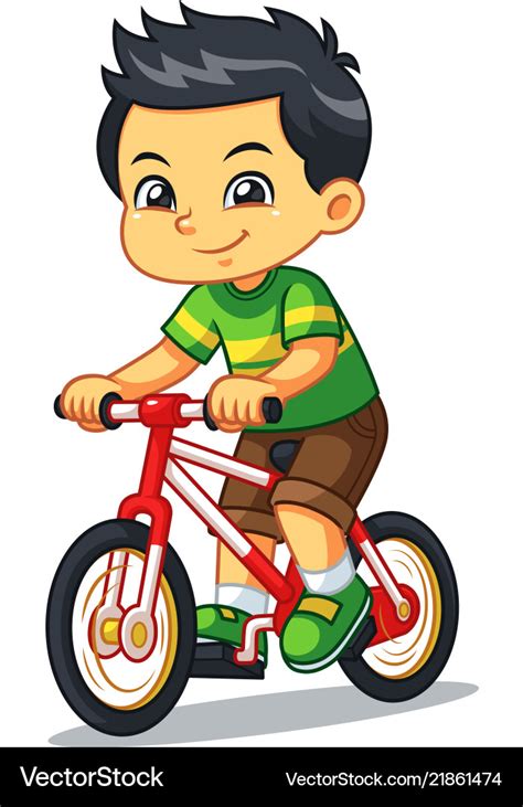 Boy Riding New Red Bicycle Royalty Free Vector Image