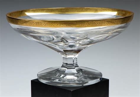 Moser Glass Gilt Rimmed Footed Center Bowl European Glass