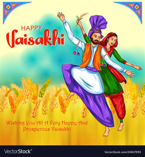 Happy Vaisakhi Punjabi Spring Harvest Festival Of Vector Image
