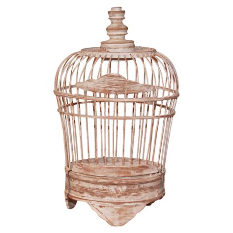 25cm Wooden Decorative Bird Cage White Wash Shabby Chic Handmade Ebay