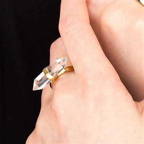 Gold Adjustable Horizontal Crystal Ring By Scream Pretty