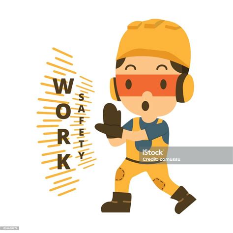 Cartoon Construction Working With Safetywork With Safety Stock