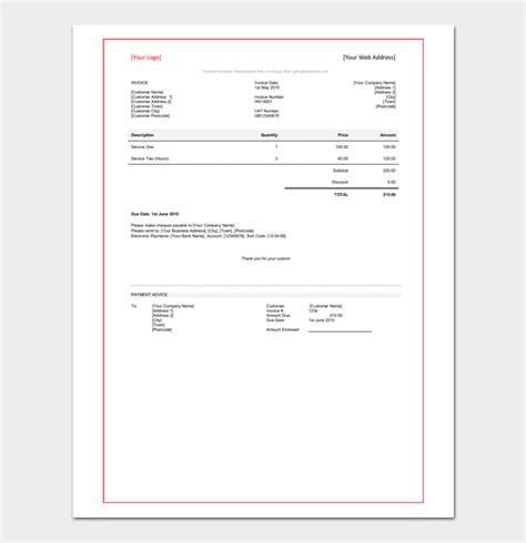 Freelance Invoice Template 5 For Word Excel And Pdf Format