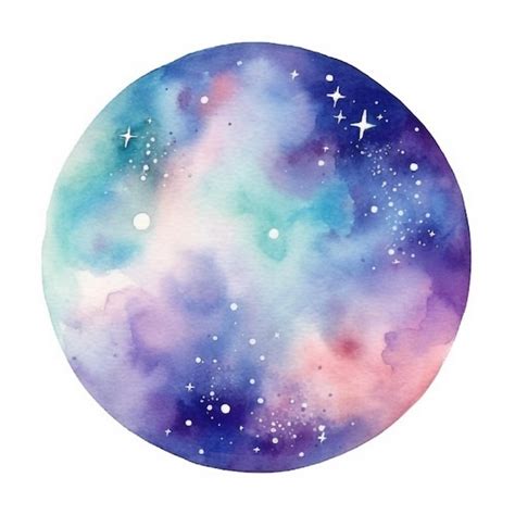 Pintura Acuarela De Una Galaxia En Azul Y Rosa Foto Premium