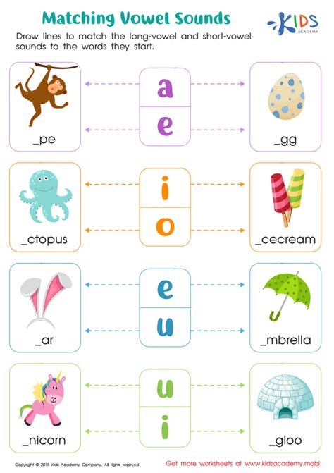Kindergarten Vowels Worksheets For Kids