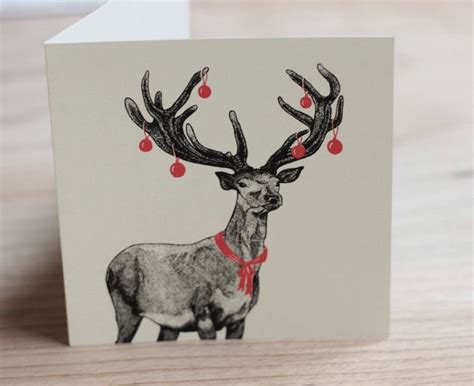 Beautifully Illustrated Stag Christmas Card Hand Drawn Christmas