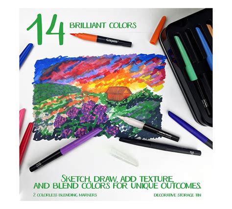 Crayola Signature Blending Markers 14 Color Markers And 2 Blending