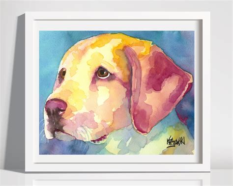 Yellow Lab Puppy Labrador Retriever Art Print Of Watercolor Etsy