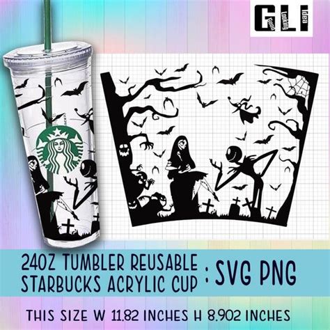 Jack & SallyHalloween Full wrap SVG for Starbucks Tumbler | Etsy in