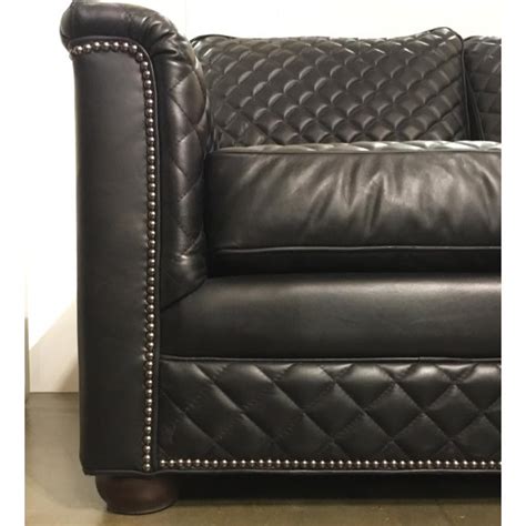 Stylish Drexel Heritage Modern Black Quilted Leather Sofa Chairish