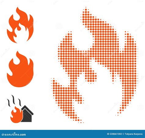 Halftone Dot Vector Fire Flame Icon Stock Vector Illustration Of Fire