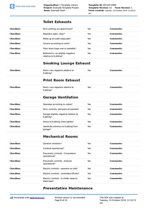 Printable Hvac Maintenance Checklist Pdf Printable Templates