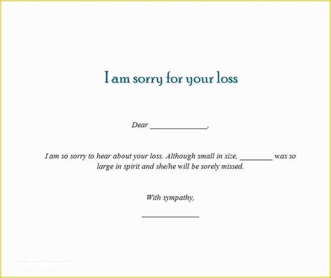 Sympathy Card Templates Free Download Of Sorry For Your Loss Card