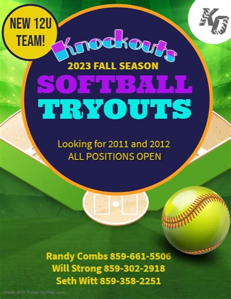 Yellow Softball Tryouts Flyer Template Postermywall