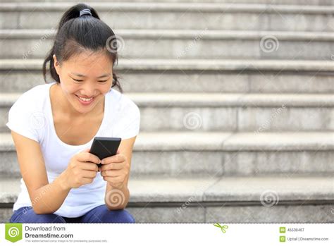 Asian Woman Use Cellphone Stock Image Image Of China 45538467