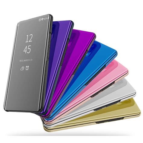 Mirror Flip Case For Oppo Find X Luxury Clear View Pu Leather Cover For