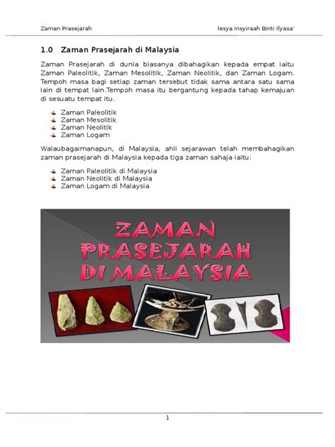 Copy of sejarah tingkatan 1 (zaman prasejarah di malaysia). Zaman Prasejarah Di Malaysia