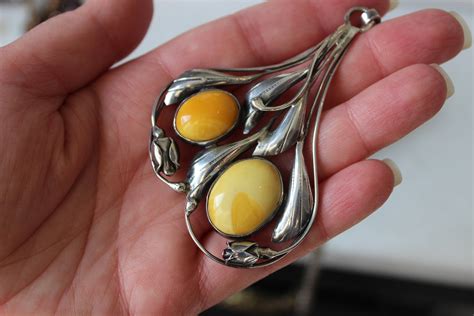 Egg Yolk Butterscotch Amber Pendant Necklace Collier Sterling Etsy