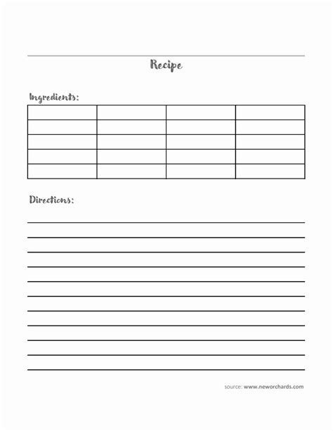 Free Excel Recipe Card Templates