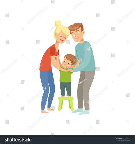 Parents Embracing Their Son Mother Father Stock Vector Royalty Free