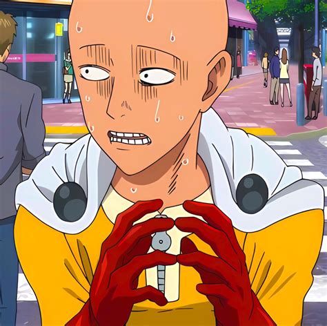 An Anime Character Holding A Cell Phone In Front Of His Face While Standing On The Street