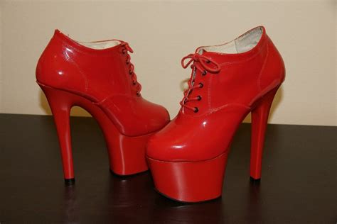 Sexy Red High Heel Stiletto Oxford Lace Up Pumps Booties