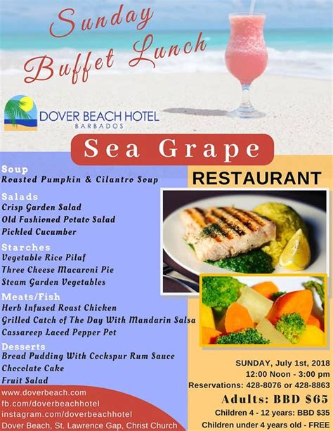 sunday buffet lunch at dover beach hotel what s on in barbados 2018 12 02 to 2018 12 30