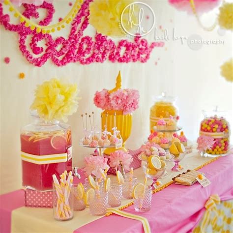 The piece of artwork on the wall here is a another cool way to combine colors in a space is to use mismatched chairs at the kitchen table. {Pink + Yellow} Dessert Table by Sweet Indulgence