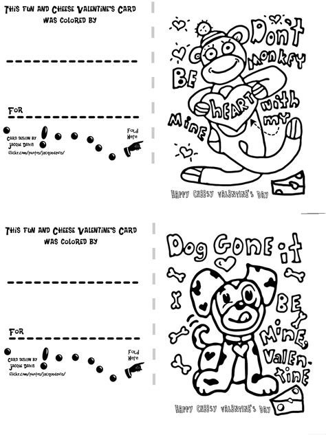 The free printable baby cards are straightforward to get from the site, just open the one you would like, customize it, and save or print. Valentines Cards with Monkey and Dog to Color Template | Free Printable Papercraft Templates