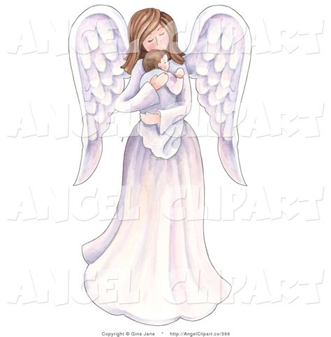Clipart Of An Angel Mother And Her Children Clipground