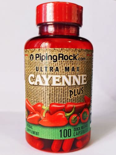 Termogênico Importado Cayenne Plus Piping Rock 100 Cápsulas