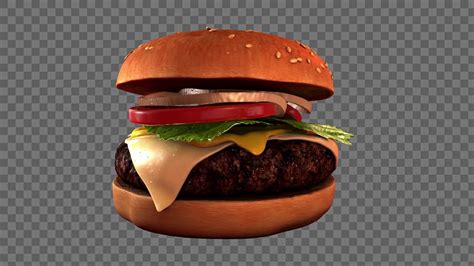 Burger Looped 360 Degree Spin Hamburger Transparent Background