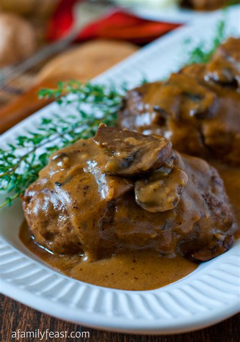 Instead, it's served as a fried or grilled meat patty and may include some grilled onions on top. Salisbury Steak - A Family Feast