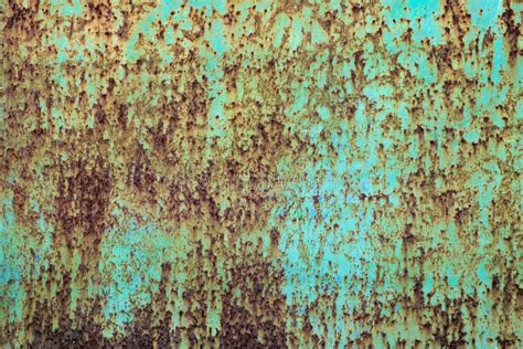 Green Paint Peeling Off A Metal Plate Background Stock Photo Image