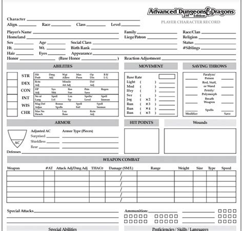 The Best DnD Character Sheets Custom Online Printable Fillable
