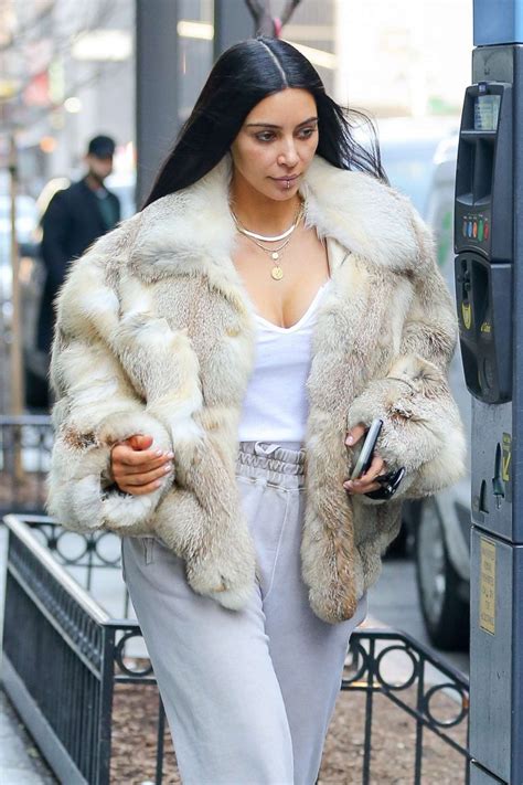 Kim Kardashian In Fur Coat Out For Lunch In Nyc Gotceleb