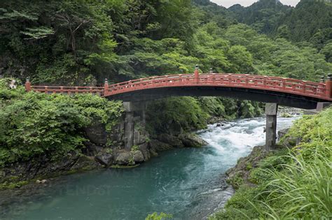 Japan Nikko Shinkyo Bridge Over Daiya River Stockphoto