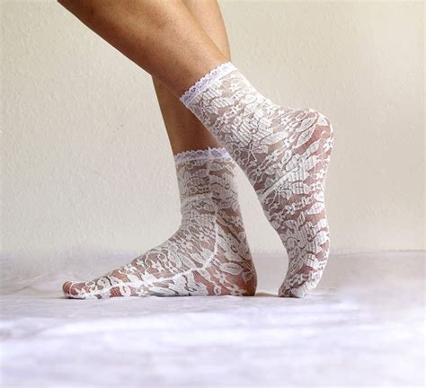 Lace Socks Off White Floral Lace Ankle Socks Womens Socks Bridal Socks Handmade