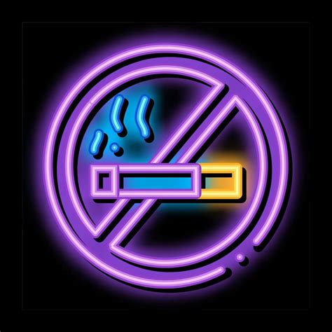No Smoking Forbidden Sign Neon Glow Icon Illustration Vector
