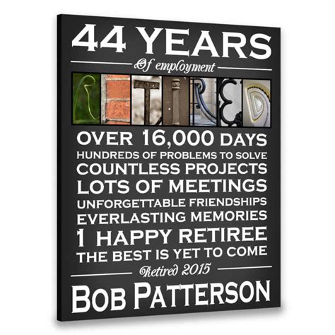 Personalized Retirement Canvas 44 Years Anniversary Canvas Retirement