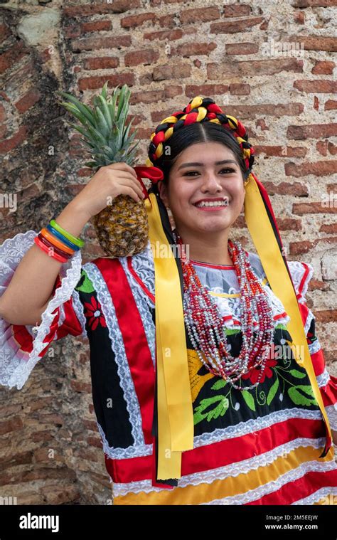 A Young Dancer From The Flor De Pina Dance Troupe Of San Juan Bautista Tuxtepec At The